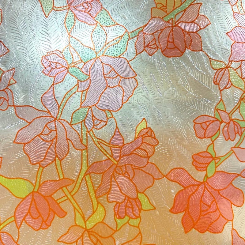 BEAUS TILE UNI Window Film Static Clings Non Adhesive 3D Stained Glass Window Decals UV Protection (Rose, 37.4 x 24.4 Inch) - Image 1